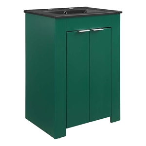Modway Maybelle 24&quot Modern Wood Bathroom Vanity in Green/Black