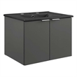 Modway Maybelle Modern Wood Wall-Mount Bathroom Vanity in Gray/Black