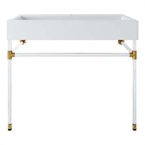 Modway Redeem 40&quot Wall-Mount Steel & Ceramic Bathroom Vanity in Clear/White