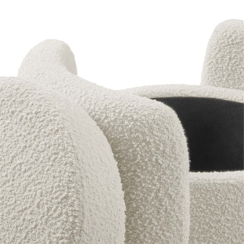 Modway Nebula Modern Boucle Fabric Upholstered Ottoman in Ivory