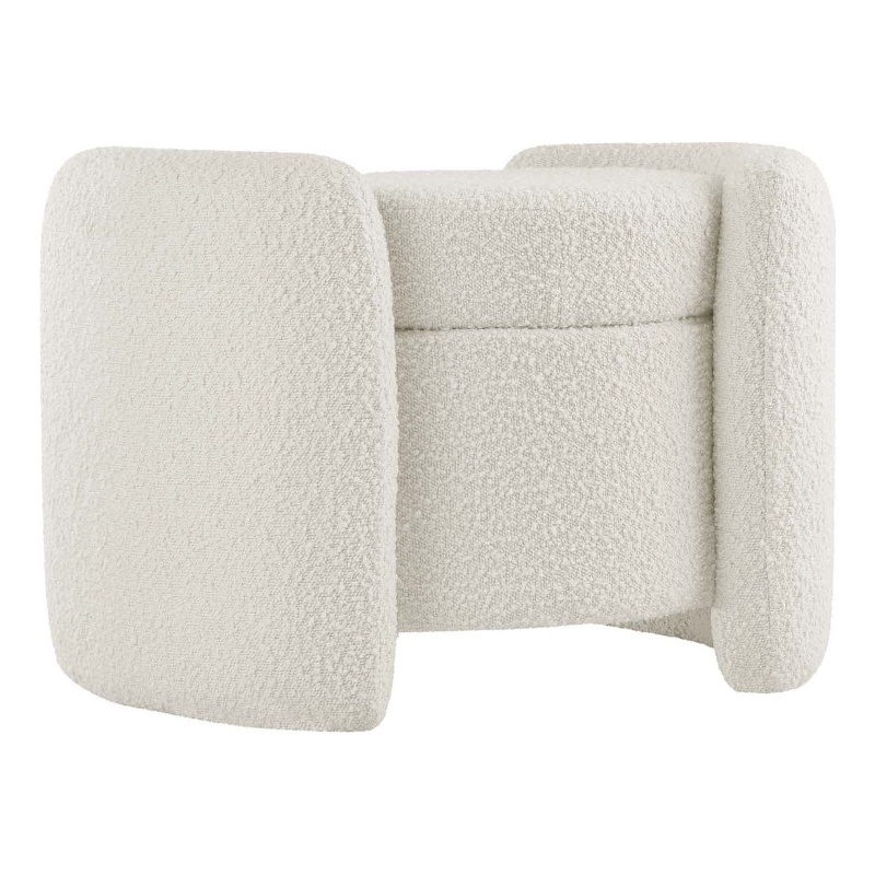 Modway Nebula Modern Boucle Fabric Upholstered Ottoman in Ivory