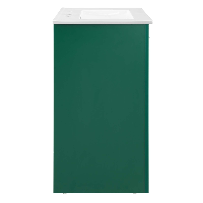 Modway Maybelle Modern Wood/Ceramic Bathroom Vanity in Green/White