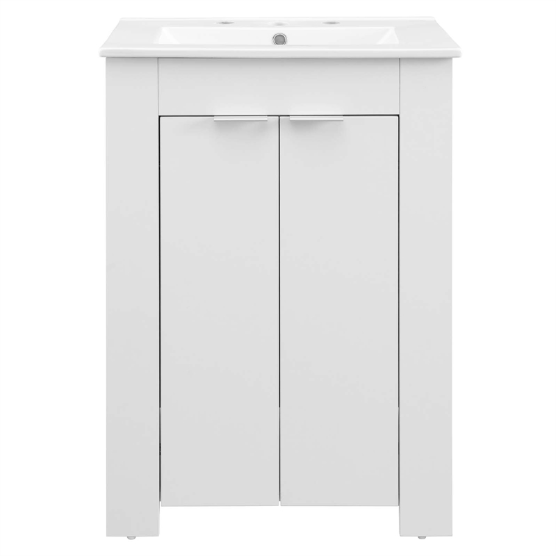 Modway Maybelle Modern Wood/Ceramic Bathroom Vanity in White