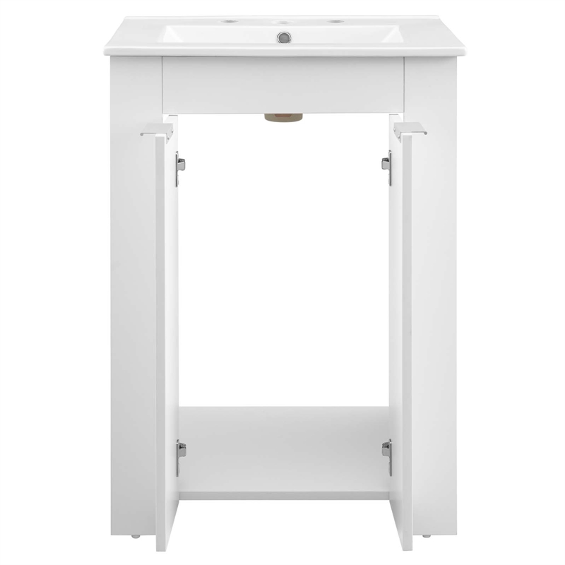 Modway Maybelle Modern Wood/Ceramic Bathroom Vanity in White