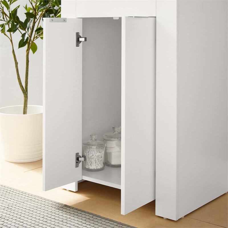 Modway Maybelle Modern Wood/Ceramic Bathroom Vanity in White