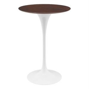 Modway Lippa 28&quot Round Modern Wood & Metal Bar Table in Cherry/White