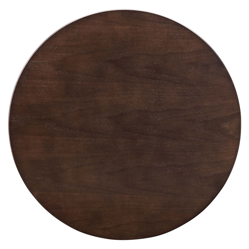 modway lippa 27.5&quot round modern wood/metal dining table in cherry/gold