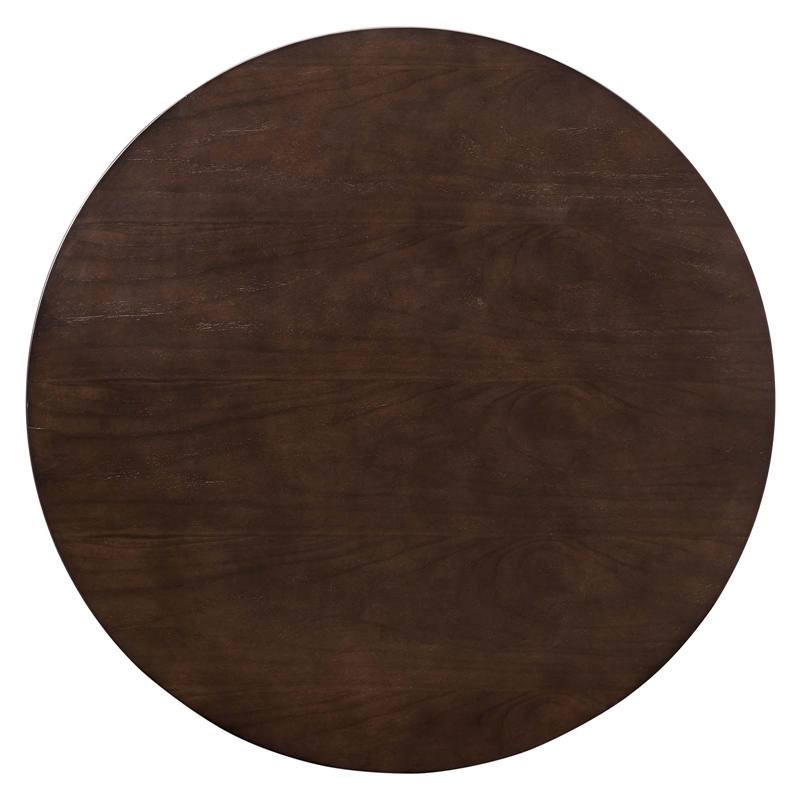 modway lippa 35.5&quot round modern wood/metal dining table in cherry/gold