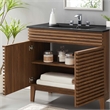 Modway Render Modern Wood/Ceramic Bathroom Vanity in Walnut/Black