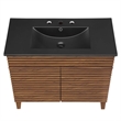 Modway Render Modern Wood/Ceramic Bathroom Vanity in Walnut/Black