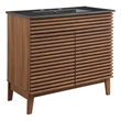 Modway Render Modern Wood/Ceramic Bathroom Vanity in Walnut/Black