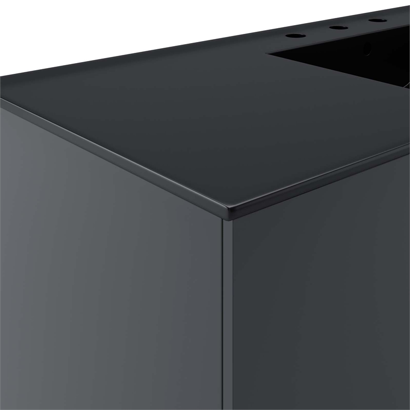 Modway Vitality Modern Wood Single Sink Bathroom Vanity in Gray/Black