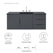 Modway Vitality Modern Wood Single Sink Bathroom Vanity in Gray/Black