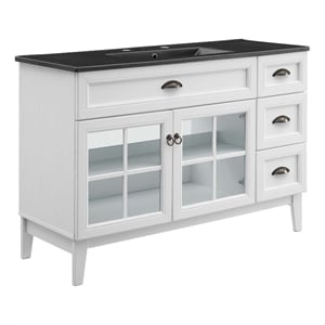 Modway Isle 48&quot Wood/Ceramic Single Bathroom Vanity Cabinet in White/Black