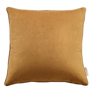 Modway Enhance 18&quot Square Performance Velvet Throw Pillow in Cognac Brown