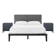 Modway Dakota 3-Piece Wood and Polyester Fabric Upholstered Bedroom Set in Blue