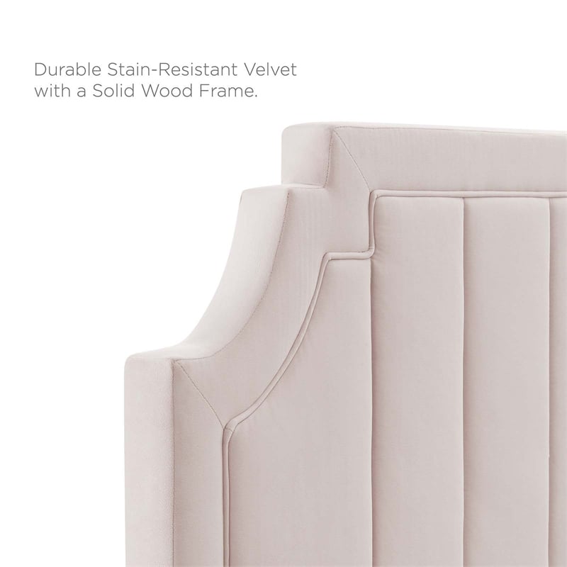 Modway Alyona Channel Tufted Performance Velvet Full/Queen Headboard in Pink