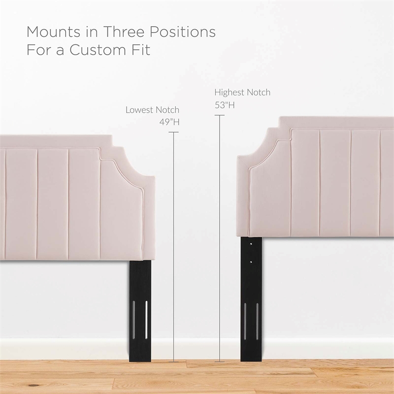 Modway Alyona Channel Tufted Performance Velvet Full/Queen Headboard in Pink