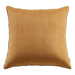 Modway Enhance 24&quot Square Performance Velvet Throw Pillow in Cognac Brown