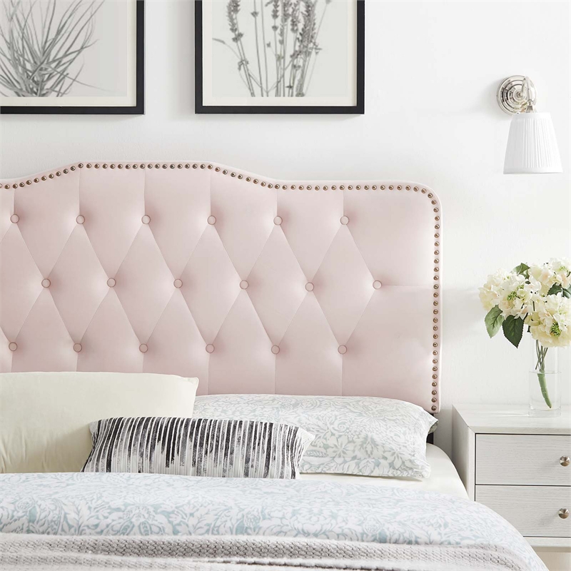Modway Sophia Tufted Performance Velvet Full/Queen Headboard in Pink