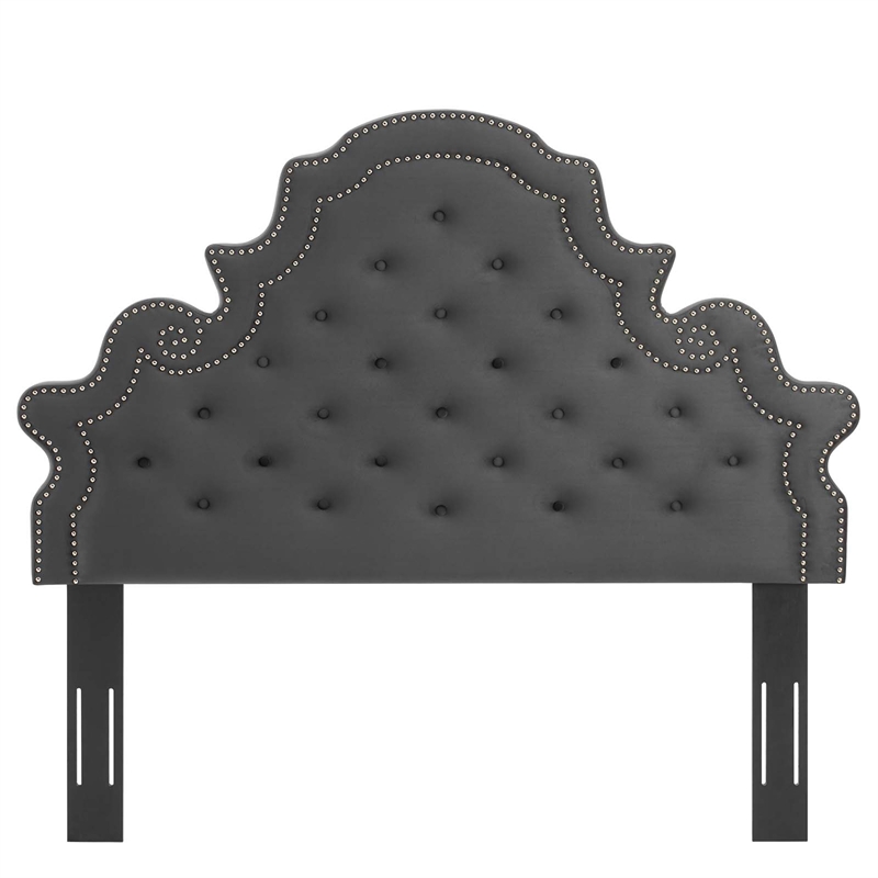 Modway Diana Tufted Performance Velvet Twin Headboard in Charcoal