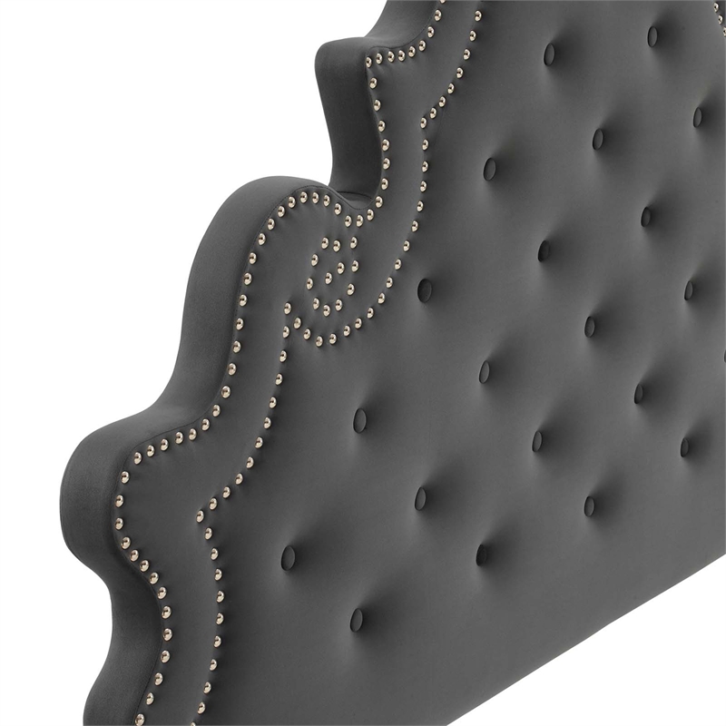Modway Diana Tufted Performance Velvet Twin Headboard in Charcoal