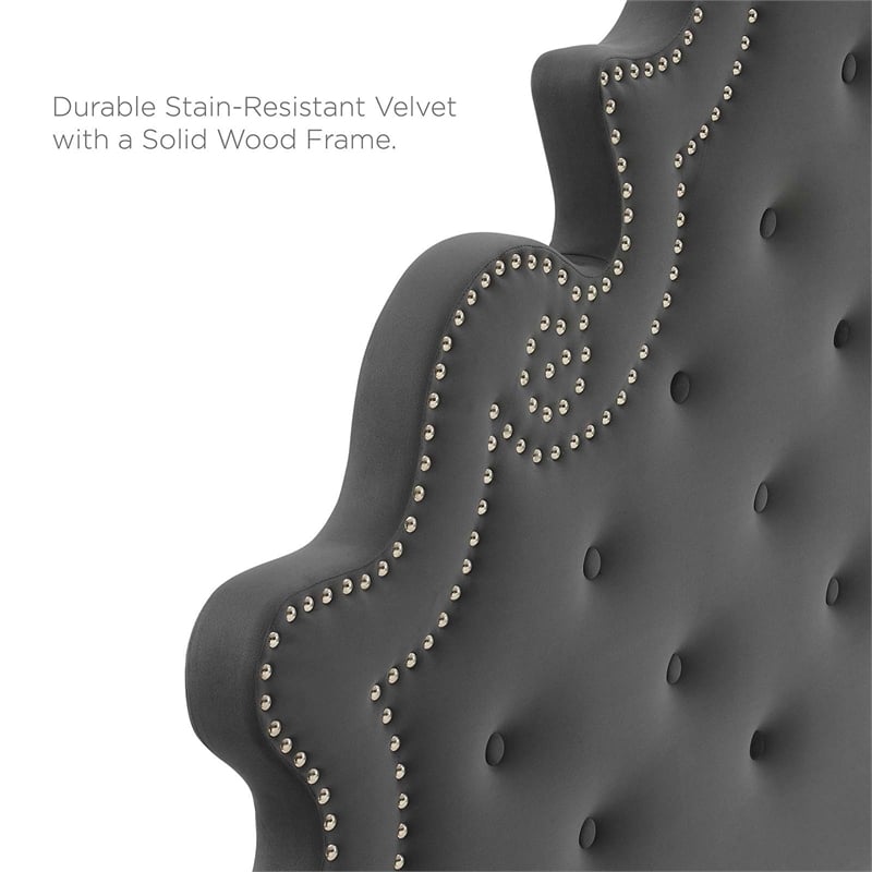 Modway Diana Tufted Performance Velvet Twin Headboard in Charcoal
