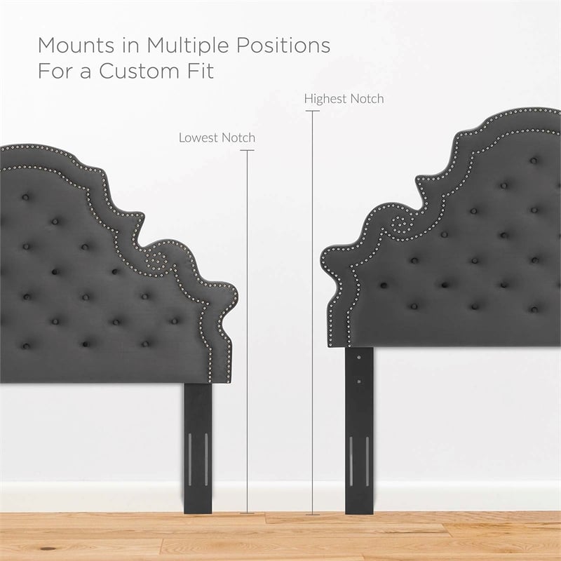 Modway Diana Tufted Performance Velvet Twin Headboard in Charcoal