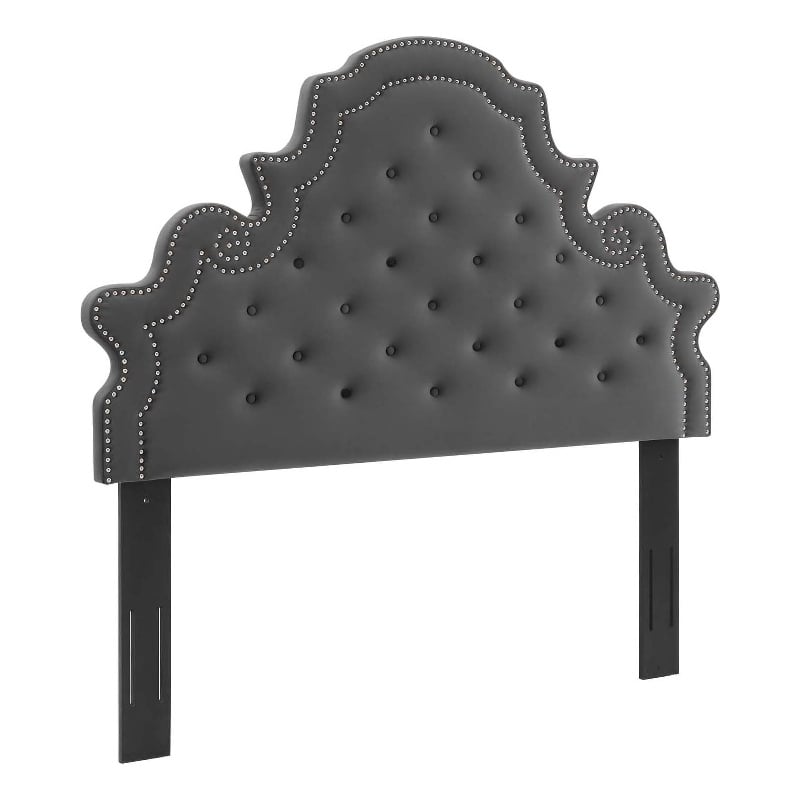 Modway Diana Tufted Performance Velvet Twin Headboard in Charcoal