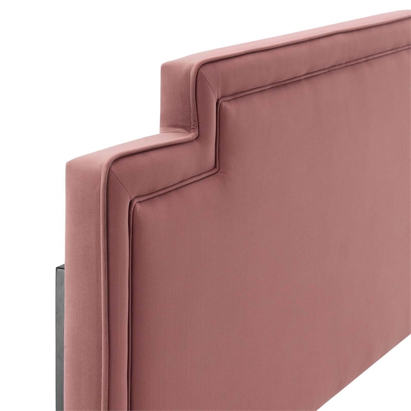 Modway Transfix Modern Performance Velvet Twin Headboard in Dusty Rose Pink