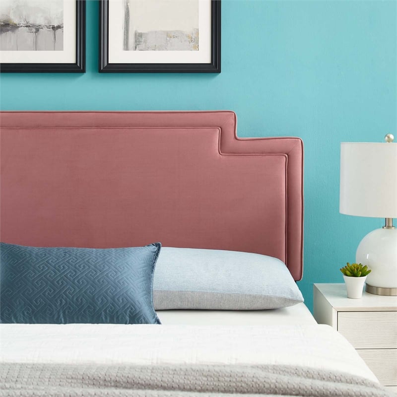Modway Transfix Modern Performance Velvet Twin Headboard in Dusty Rose Pink