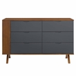 Modway Dylan Modern MDF and Rubberwood Dresser and Mirror in Walnut