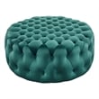 Modway Amour Modern Button Tufted Round Velvet Ottoman in Teal Green
