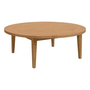 Modway Brisbane Modern Round Teak Wood Outdoor Patio Coffee Table in Natural