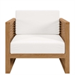 Modway Carlsbad Modern Fabric/Teak Wood Outdoor Armchair in White/Natural