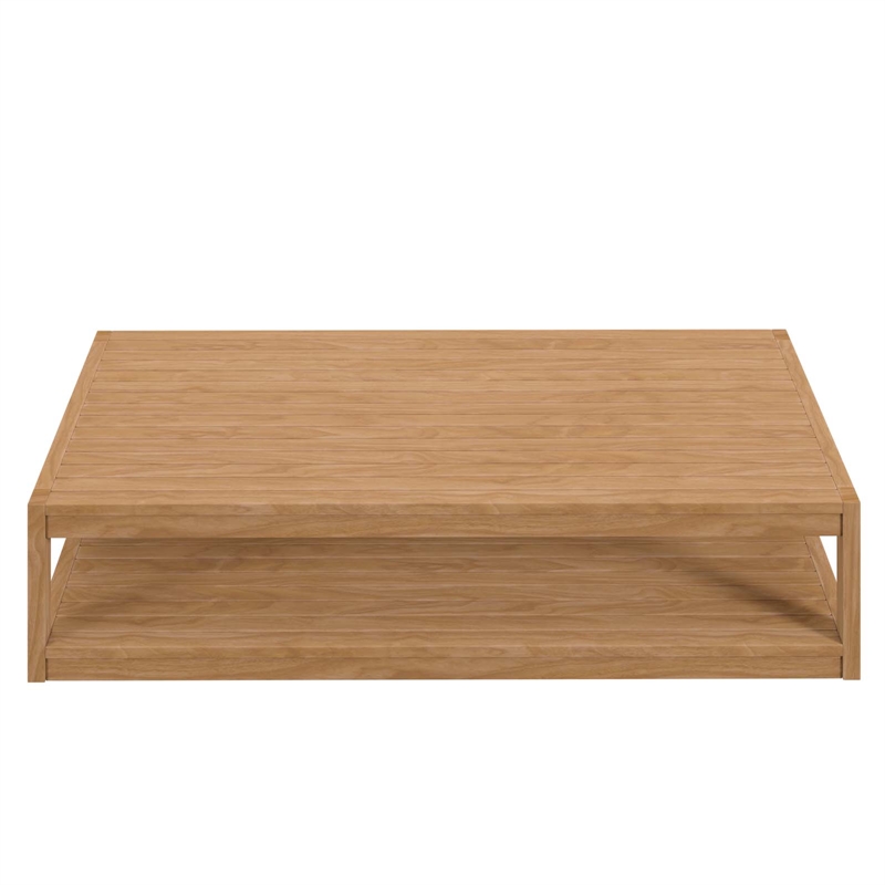 Modway Carlsbad Modern Rectangular Teak Wood Patio Coffee Table in Natural