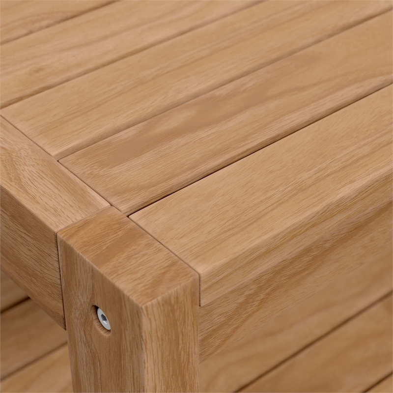 Modway Carlsbad Modern Rectangular Teak Wood Patio Coffee Table in Natural