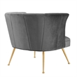 Modway Veronica Modern Channel Tufted Performance Velvet Armchair in Gray