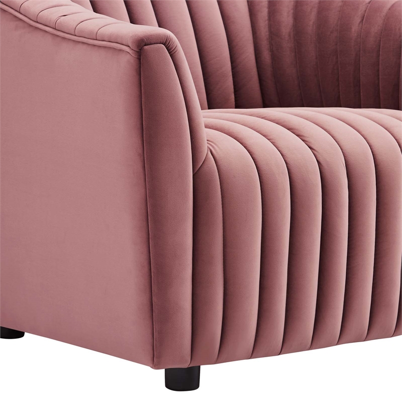 Modway Announce Modern Performance Velvet Tufted Armchair in Dusty Rose Pink
