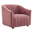 Modway Announce Modern Performance Velvet Tufted Armchair in Dusty Rose Pink
