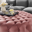 Modway Amour Modern Button Tufted Round Velvet Ottoman in Dusty Rose Pink