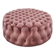 Modway Amour Modern Button Tufted Round Velvet Ottoman in Dusty Rose Pink