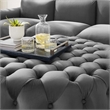 Modway Amour Modern Button Tufted Round Velvet Ottoman in Gray