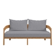 Modway Brisbane Modern Teak Wood/Fabric Patio Loveseat in Gray/Natural