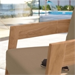 Modway Brisbane Modern Fabric/Teak Wood Outdoor Armchair in Light Brown/Natural