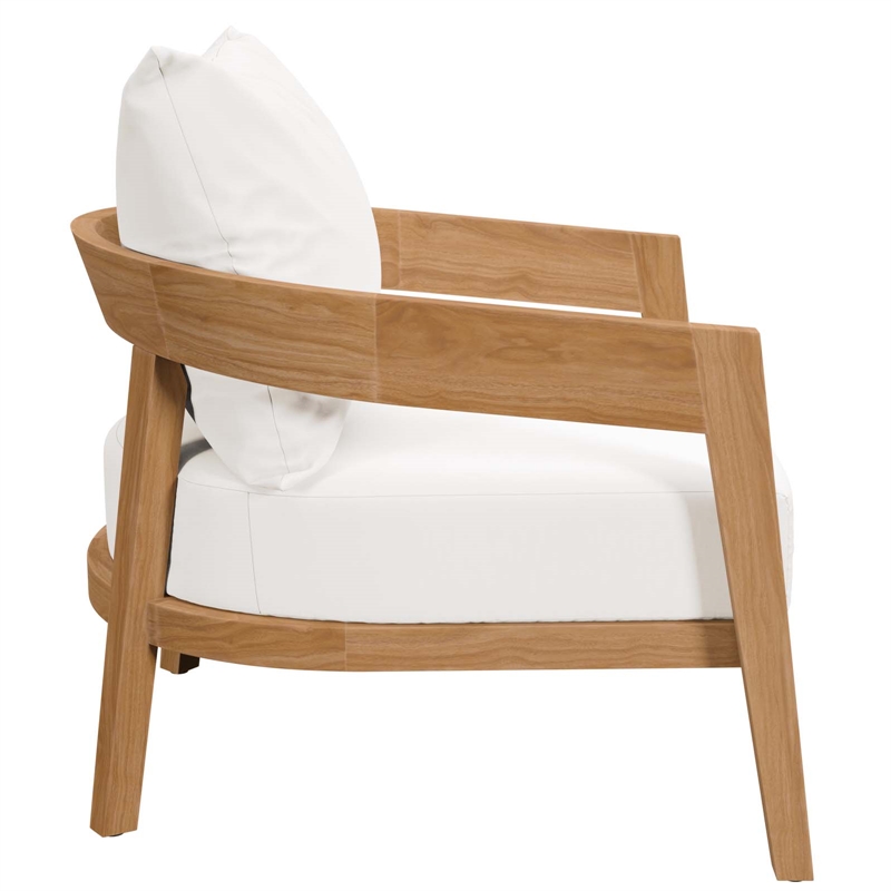 Modway Brisbane Modern Fabric/Teak Wood Outdoor Armchair in White/Natural