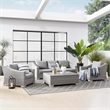 Modway Conway 4-Piece Fabric & Rattan Outdoor Furniture Set in Light Gray