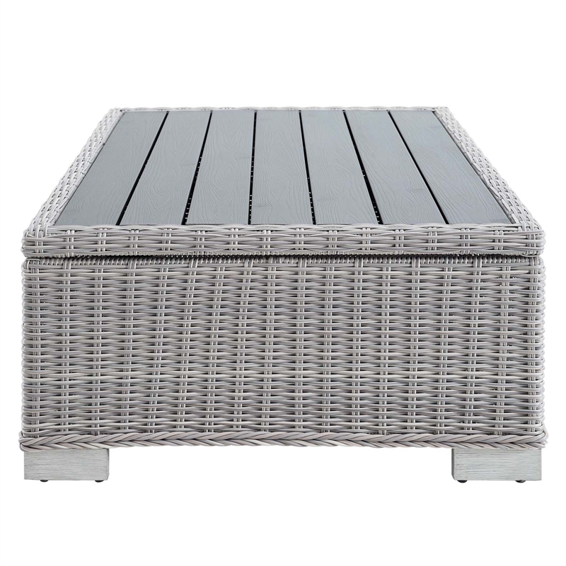 Modway Conway 4-Piece Fabric & Rattan Outdoor Furniture Set in Light Gray