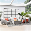 Modway Conway 4-Piece Fabric & Rattan Outdoor Furniture Set in Light Gray/White
