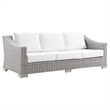 Modway Conway 4-Piece Fabric & Rattan Outdoor Furniture Set in Light Gray/White